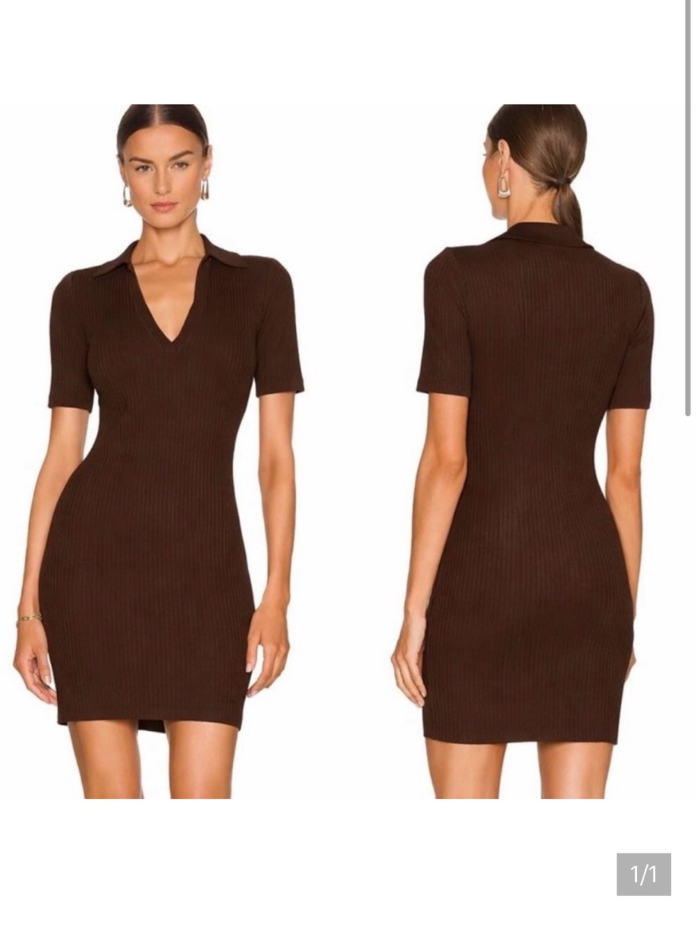 NWOT Cotton Citizen Ibiza Ribbed Polo Dress in Espresso! Size M Soooo Good